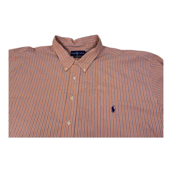 NWT Polo Ralph Lauren Classic Fit Button Down Shirt 4XLT Peach Vertical Strip - Picture 1 of 15